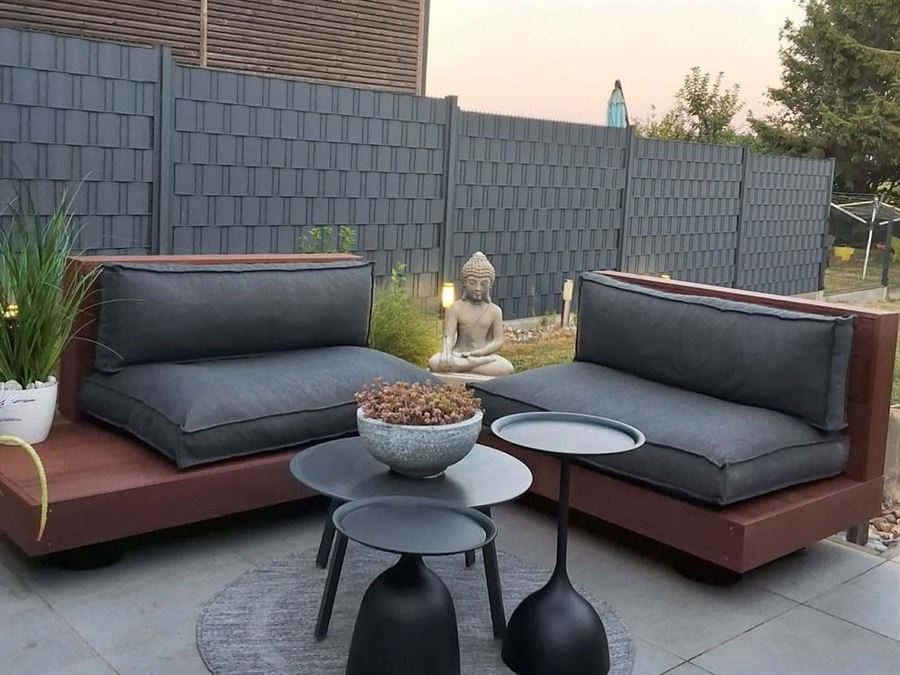 Chantier Tubize — banc d'angle en bois sur mesure